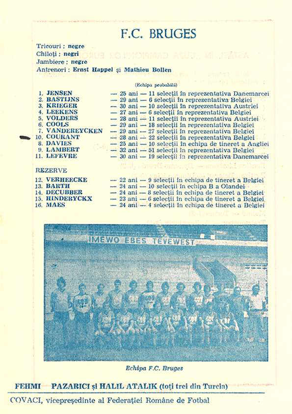 Pagină din programul meciului Steaua – FC Bruges 3